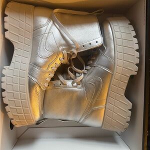Jordan Metallic Silver Platform Sneakers